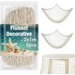 2 count Fish Net Decorative - Fish Net Decorations Decorative Netting Nautical Fishnet Table Runner Nets Netting Fishnet  Party Rope Decoration