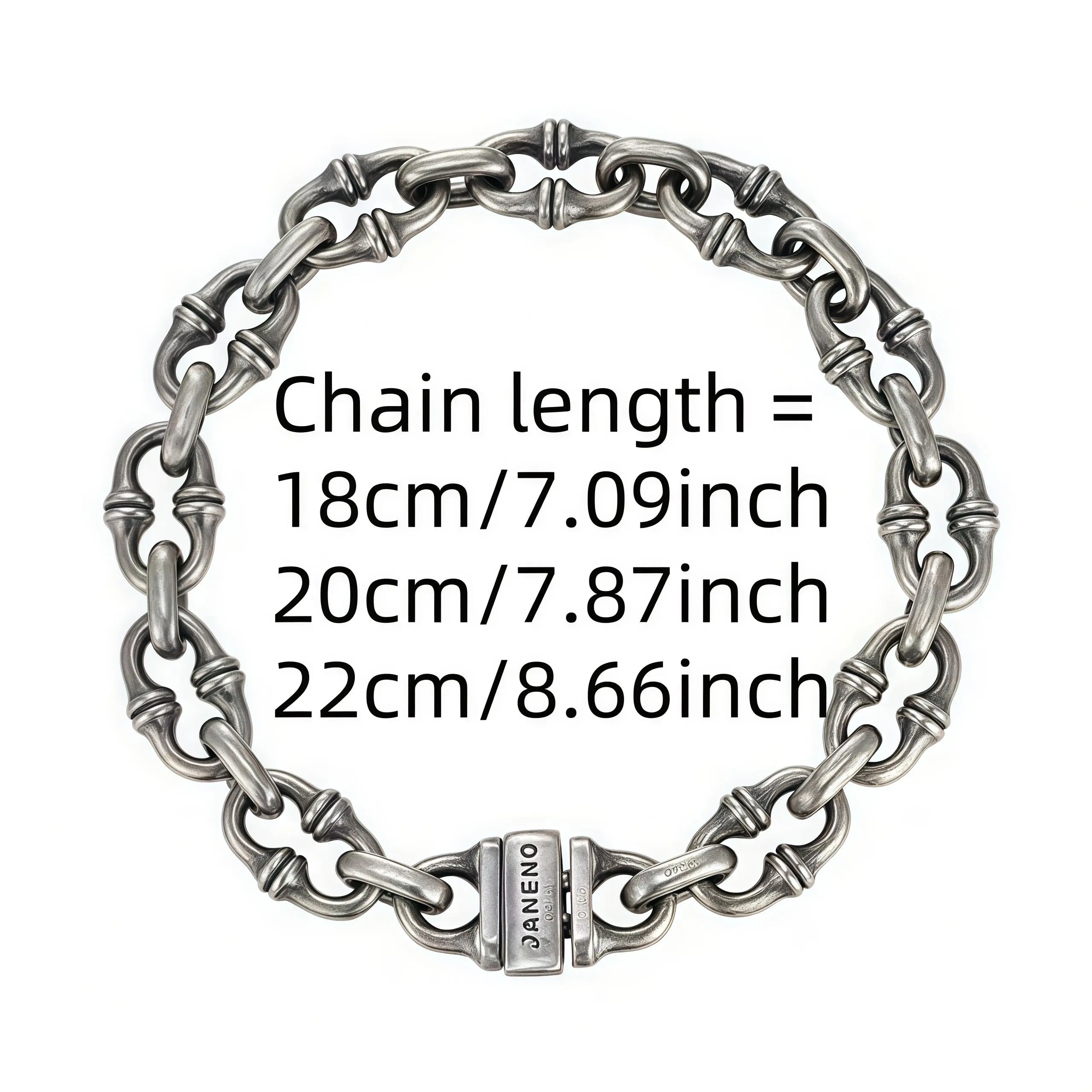 Vintage Horseshoe Link Heavy Chain Bracelet For Men, Copper Plated Silver Engraved Push Lock Biker Punk Thick Wrist Jewelry Gift