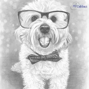 Hand Drawn Dog Pencil Portrait with One Subject