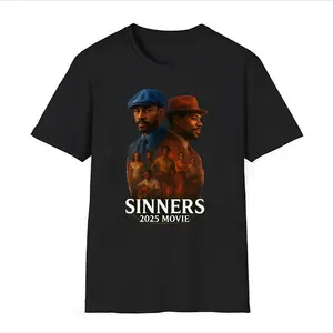Sinners 2025 Graphic Tee with "SINNERS" Meme, Smoke & Stack, Unisex Design, 100% Cotton, Medium Size, Casual Style, Hoodie & Sweatshirt - Prints, Menswear