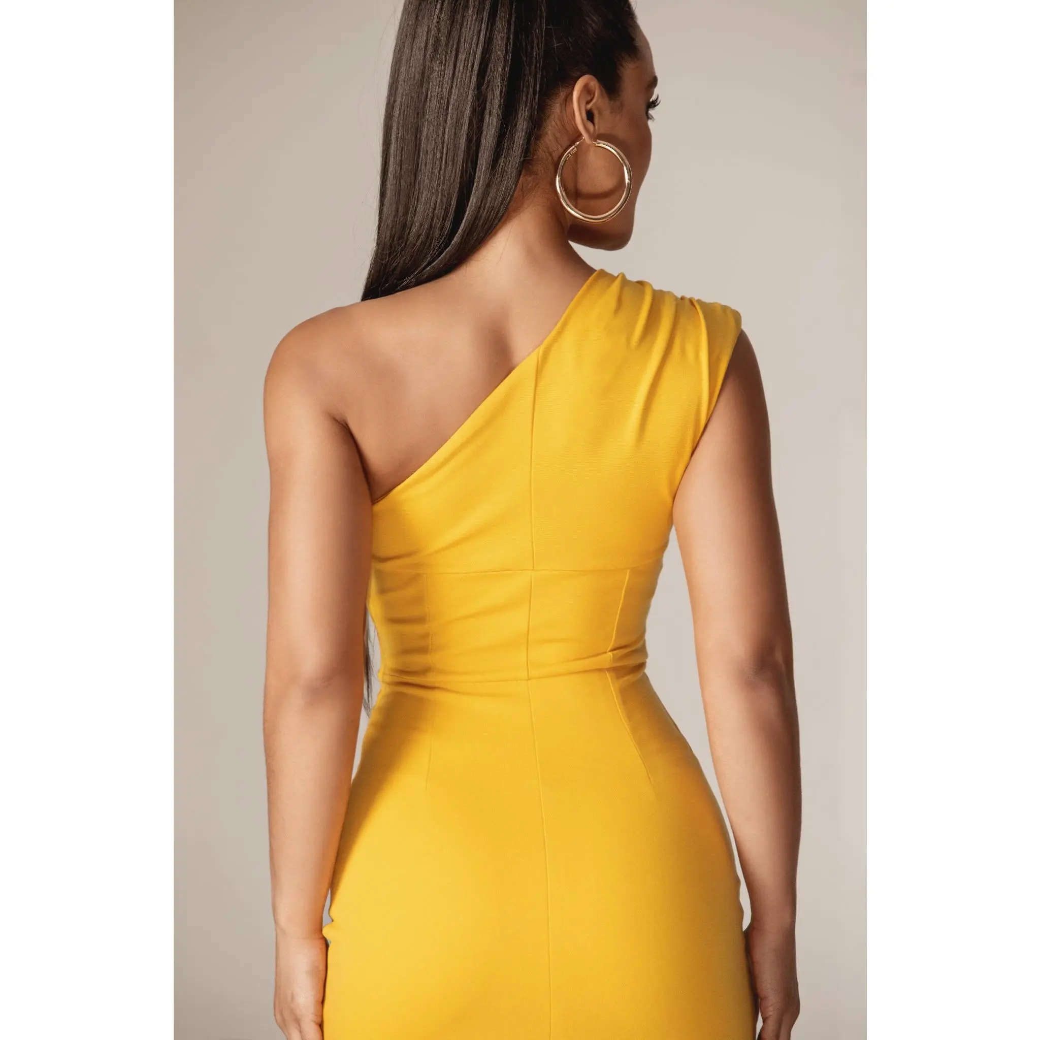 Madeline One Shoulder Ponte Midi Dress - Amber Yellow | Women's Sleeveless  Bodycon Dress with Back Slit - Minimalist Outfit for Summer Parties,  Weddings, Date Night & Evening Wear - Womenswear Fashion - TikTok Shop