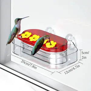 [Window Hummingbird Feeder] 4 Feeding Ports Hummingbird Feeder - Window Hummingbird Feeders With Ant Moat, Strong Suction Cups, Easy To Clean And Refill