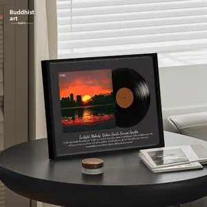 Vintage Vinyl Sunset Atmosphere Outdoor Desktop Frame Speaker Art, High-End Sound Painting, Nostalgic Label Retro Decor