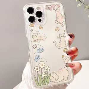 Cartoon Cute Cat Pattern Phone Case, Anti-drop Durable Protective Decorative Phone Protector Cover, Phone Accessories Compatible with iPhone Series