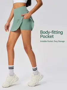 Molitree Womens Cotton Linen Skorts Casual Cute A-Line Mini Skirts with Ruffle Inner Waistband Athletic Shorts Activewear