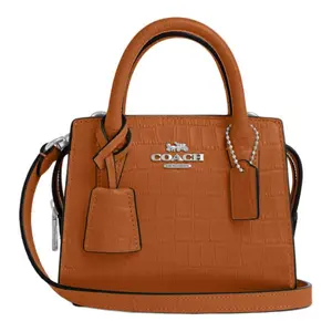 Coach Mini Crocodile-Embossed Leather Crossbody Bag with Detachable Strap for Women in Washed Orange