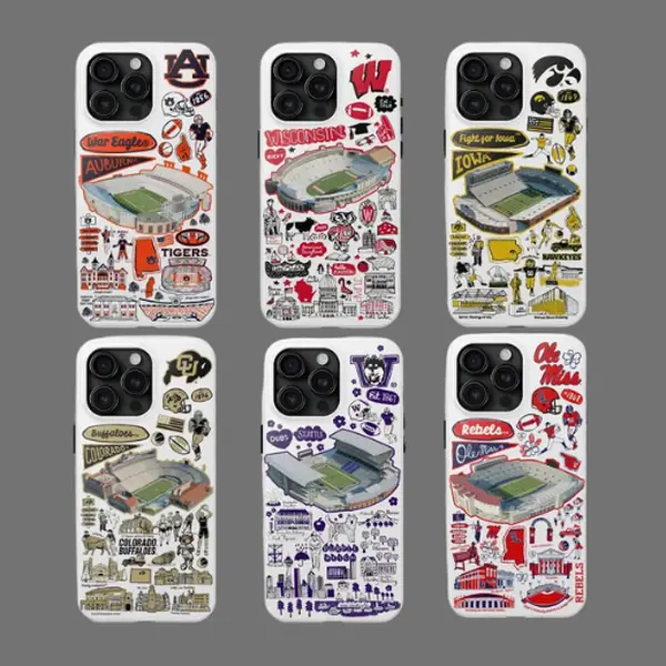 College Football Graphic Phone Case, Vintage Sports Design Smartphone Cover, Retro Athletic Protective Case for iPhone and Samsung