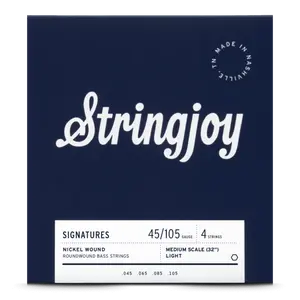 Stringjoy 45-105 Medium Scale 4 String Light Gauge Signatures - Nickel Wound Bass Guitar Strings