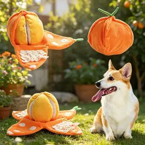 5-in-1 Orange Themed Pet Enrichment Toys, Squeaky Hide And Seek Puzzle Toy With Snuffle Mat For Medium Pets