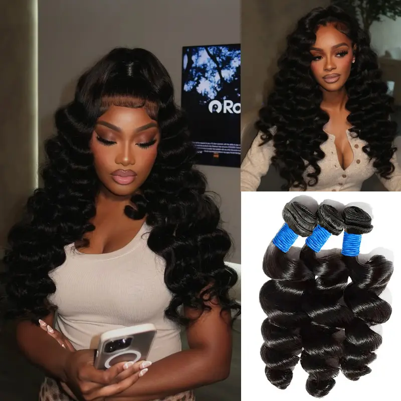 StarHair Brazilian Water Wave Loose Wave Human Hair Bundles Salon Quality Quick Weave Glossy Hair Bundles 14-30 Inch Natural Black Hair Extension Cuticles-sleek Tangle-resistant