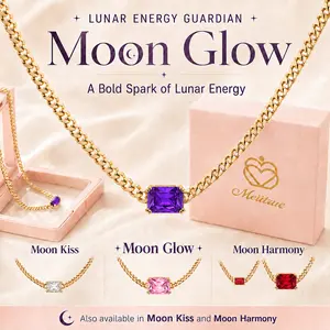 MEIITRUE Lunar Energy Guardian MOON GLOW Color Pendant Necklace – 14K Gold Plated  Cubic Zirconia Pendant Hypoallergenic Fade Resistant Cuban Link Choker, Curated Signature Shades, Perfect Gift for Women