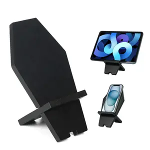 Gothic Phone Stand with Charging Hole - Coffin Phone Holder - Desk Tablet Holder Mobile Stand for iPhone iPad Tablets and Other Phones-Black-Wooden