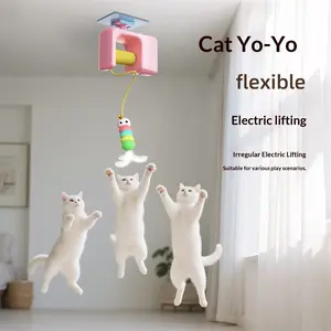 Interactive Hanging Cat Toy With Feather Bell, No Drilling Required Self-Play Kitten Teaser, Automatic Bouncing Elastic Swing Wand For Indoor Cats All Ages To Exercise & Relieve Boredom