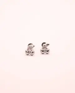 Silver Cherry Stud Earrings