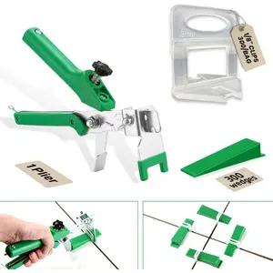 Tile Leveling System with 1 Plier, 300 Wedges, 300 1/8" Clips - Tile Spacer Leveling System Kit for  Tile Installation