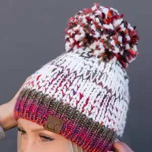 CC Multi-Color Yarn Beanie with Pom