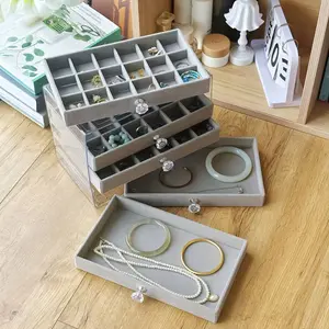 5-layer drawer acrylic jewelry box, stackable to save space, dust-proof and anti-oxidation jewelry storage box, exclusive organizing and storage box for ladies' earrings, necklaces and bracelets
