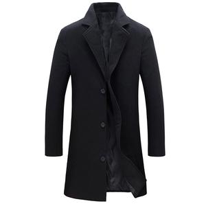 Kingapril Men's Wool Blend Pea Coat Notched Collar Single Breasted Overcoat Warm Winter Trench Coat Windproof Casual Jacket Plain Menswear Long Sleeve SummerVibes