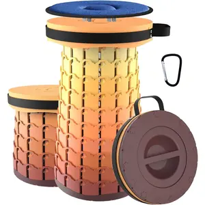 Upgraded XXL 19.7" Collapsible Stool with Cushion, Heavy Duty Portable Folding Stool Max Load 1000 lbs, Retractable Telescoping Foldable Seat Chair for Camping Fishing Travel