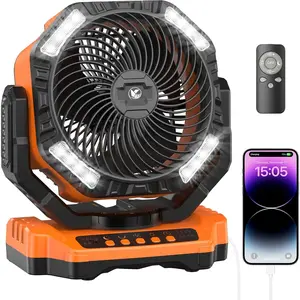 40000mAh   Fan, Rechargeable Oscillating Floor Fan with Remote, 136H Cooling Camping Essentials for RV Garage, Fathers Day  for Men Dad Blue  Worker, Co-Branded with AMACOOL