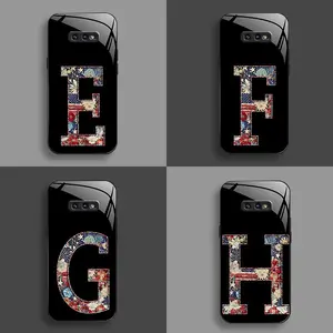 Suitable for [Galaxy S10e] New high-end Stars and Stripes letter glass phone case New business simple metal paint electroplated glass phone case Affordable anti-fall and anti-fingerprint 995