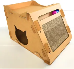 Seny Cardboard Cat House with Cat Scratcher W24*D18*H16 inches