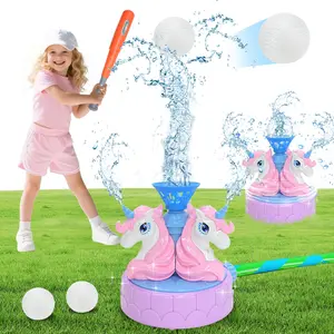 Water Sprinkler Baseball Toys, Unicorn Spinning Sprinkler Spray with Splash Baseball Bat & Water Ball Nozzles for Boys Girls Summer Backyard Garden Lawn Outside Water Games,Pool Party Toys，for 3 4 5 6 7 8 Years Boys Girls Gifts