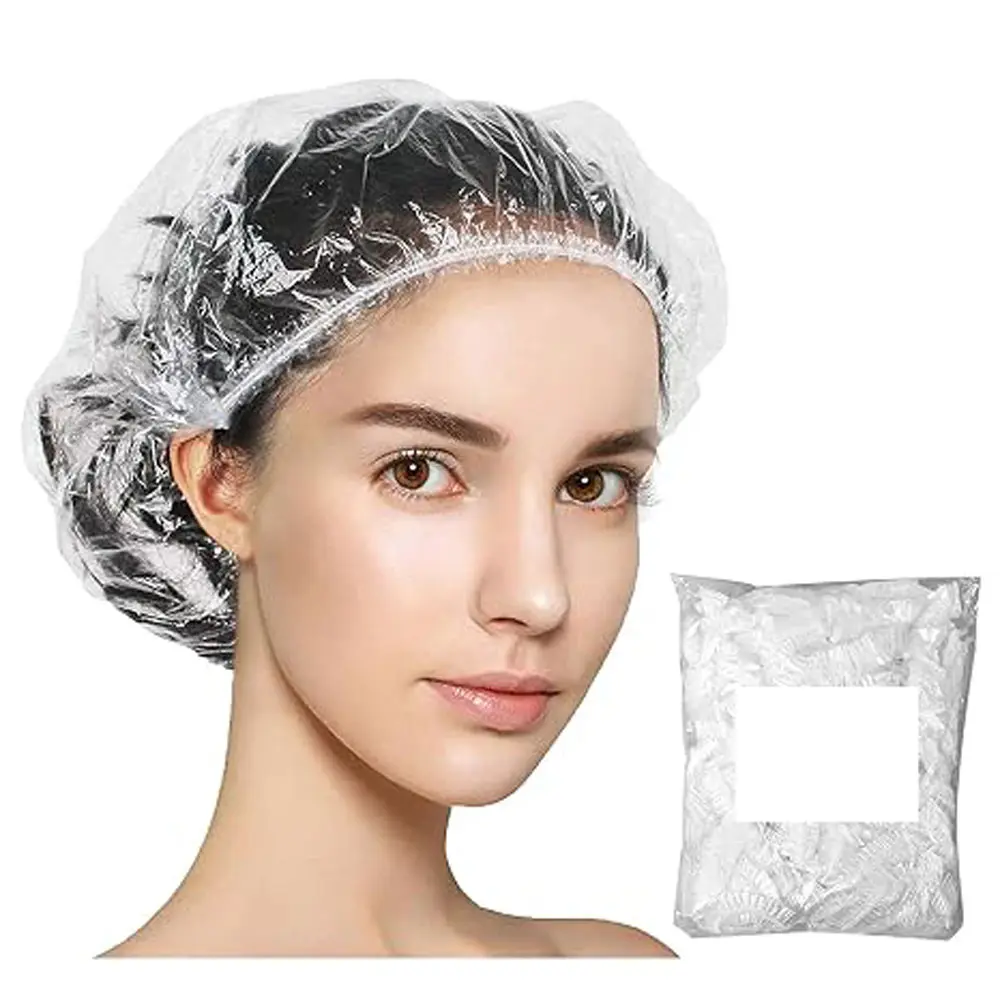 Disposable Shower Caps 30 PCS Bath Caps Clear Waterproof Plastic Wraps for Women, Hotel Travel Essentials Accessories Hair Caps(17.3")