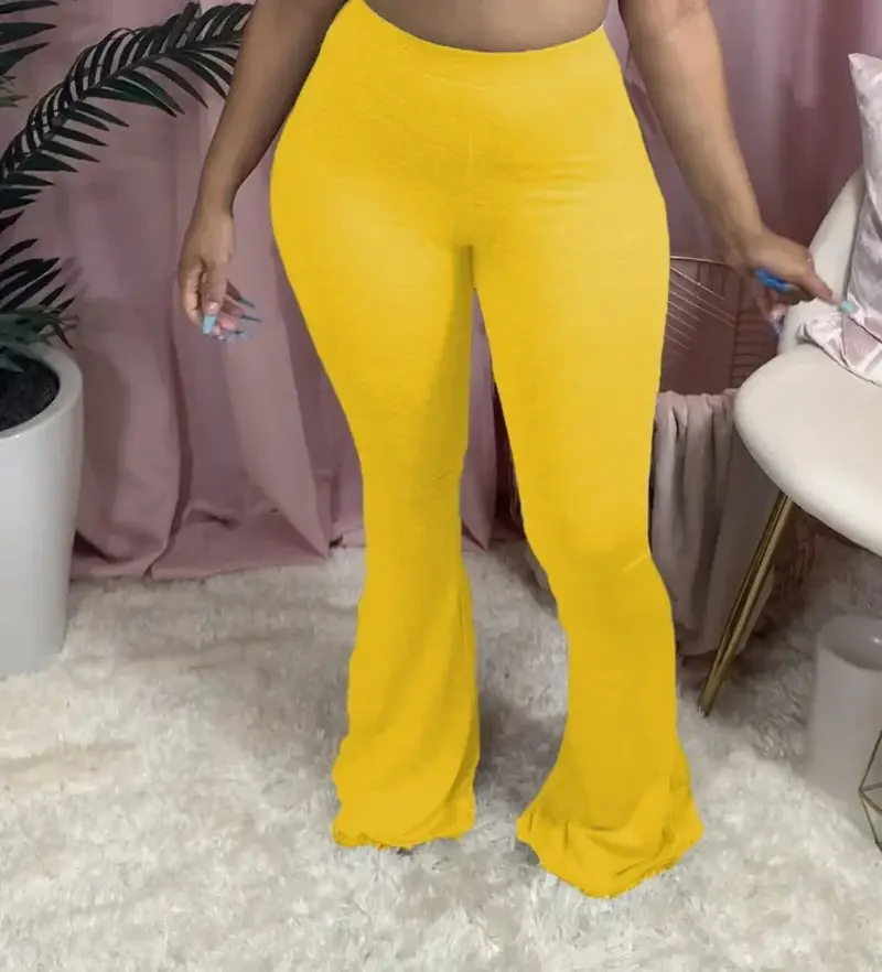 Casual S-4XL Women Elastic Wide Leg Flare Pants Leggings High Waist Trousers Draped Jogger Pants Sweatpants CM.YAYA
