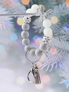 Glow-In-The-Dark Bow Keychain, Cross Bead Fringe Charm, Cute Beaded Detail, Cute Girls Bag Decoration, Car Accessory, Gift for Friends and Mom