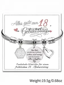 Hexagonal commemorative bracelet, a birthday gift for women, an 18th birthday bracelet