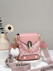 fashionable geometric pattern pu leather stylish crossbody bag as gifts, 2025 new versatile shoulder bags 2025 for women, trendy all-match bag charm chain flap affordable luxury bag