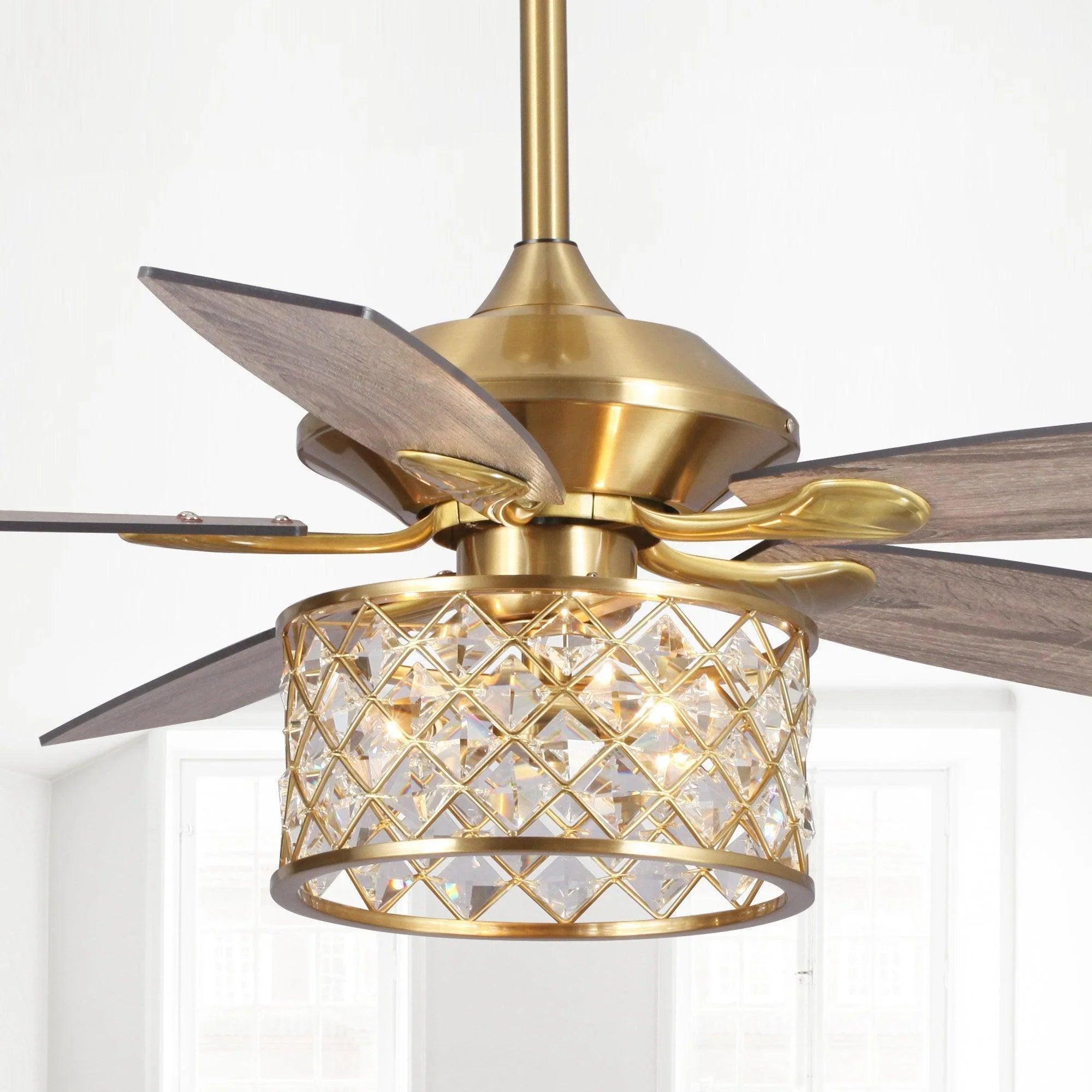 Luxurious 52-Inch Gold Ceiling Fan with Dimmable LED Light & Remote Control | Modern Elegant Home Decor