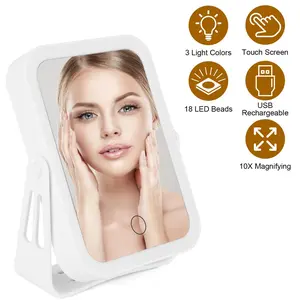 Double Sided LED Makeup Mirror 1X/10X Magnification | 3 Light Modes USB Rechargeable Travel Vanity Mirror