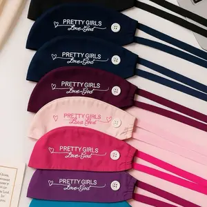 Pretty Girls Love God Cotton Nursing Scrub Cap with Satin Line & Ribbon Ties for Women of Faith