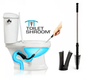 212 MAIN ToiletShroom Toilet Plunger Dredger - Black, Stainless Steel Plunger Design, Rust-Proof, Efficient Clog Removal, Includes Holder