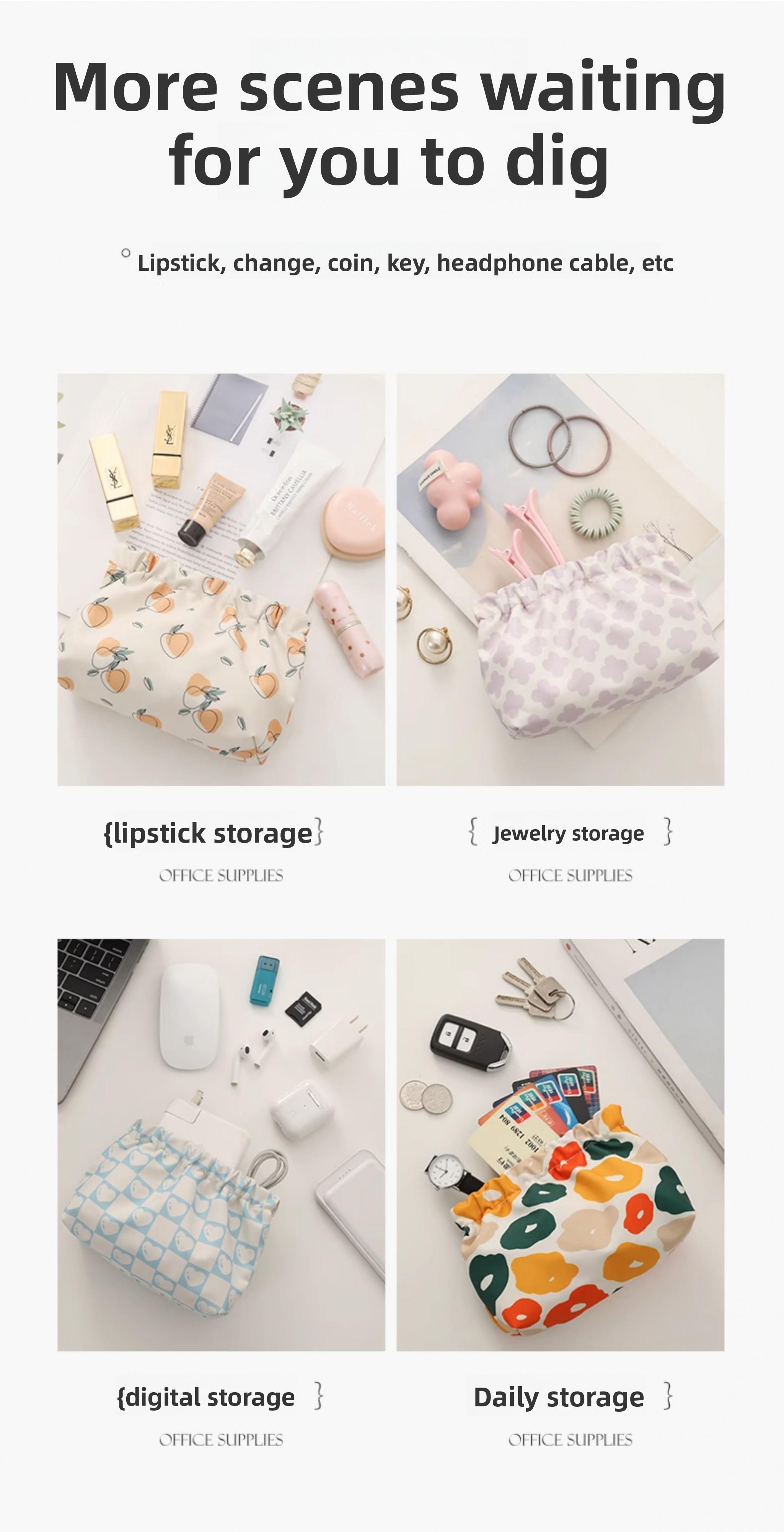 Self-Closing Waterproof Makeup Bag - Shrapnel Storage Bag for Girls with VITALITY Design