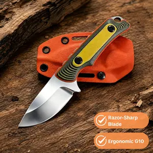 15017 Fixed Blade Knife with Sheath, 8Cr13MoV Steel Blade, Wooden Handle, Lightweight Outdoor Survival Gear for EDC, Camping
