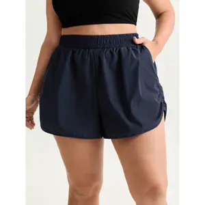 BLOOMCHIC Women's Plus Size Smooth Nylon Fabric Ruched Shorts - Breathable, Wide Waistband, Garment Fit, M-6X Sizing - 2026 Summer Vibes Swimweek