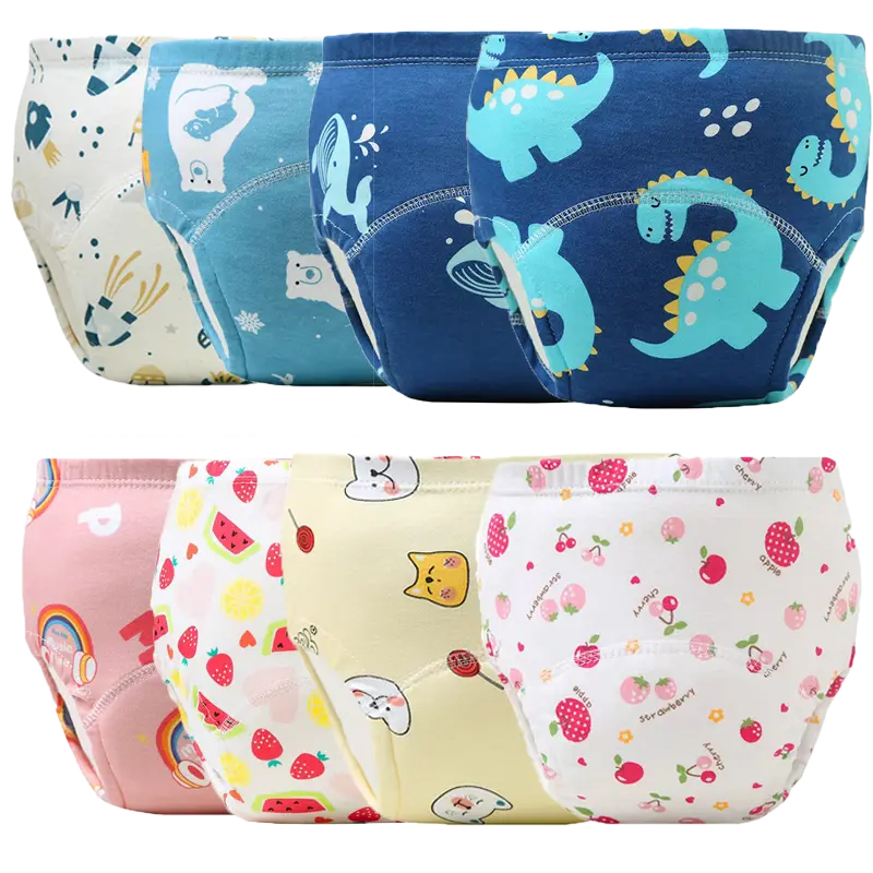 Toddler Potty Training Pants, Character-Printed 100% Natural Cotton, 6-Layer Absorbent, Reusable & Washable for Boys & Girls Daytime Training, Washable Diapers, Leak-Proof, 2 - 5 Years