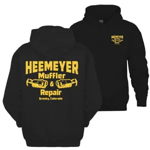 Funny Mechanic Humor Graphic, Heemeyer Muffler & Repair Hoodie Tshirt Sweatshirt, Granby Colorado Auto Shop Tribute, Vintage Workwear Streetwear Outfit