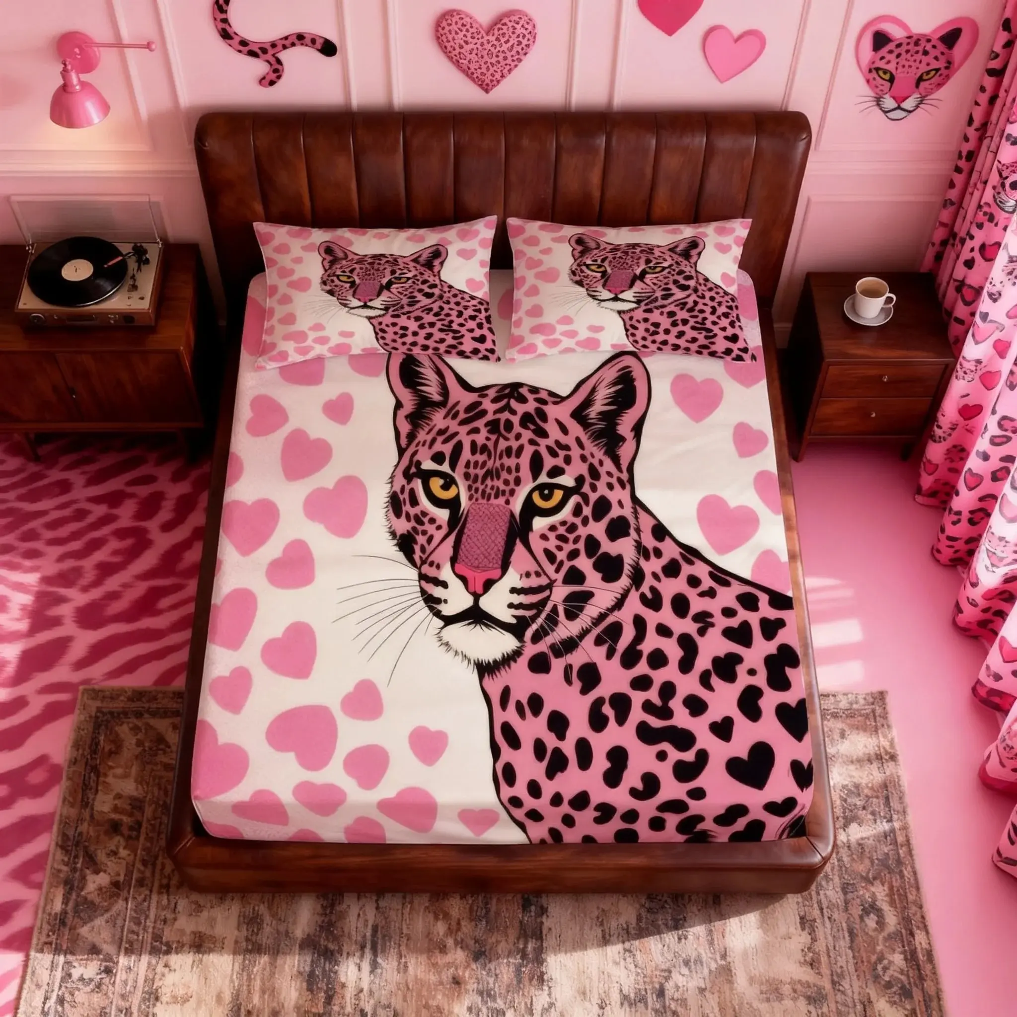 3-Piece Bedding Set, 1 Fitted Sheet + 1/2 Pillowcases, Leopard Print, Single-Sided Printed, No Pillow Insert Included, Soft Bedding Decor, Great Gift for Holidays Birthdays for Animal Lovers