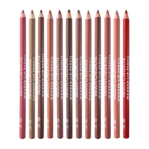 Beauty Creations 12 pcs Wooden Lip Liner Pencil Set, High Pigmented Soft Matte, Long Wearing, Deep and Rich in Color, Smudge Resistant