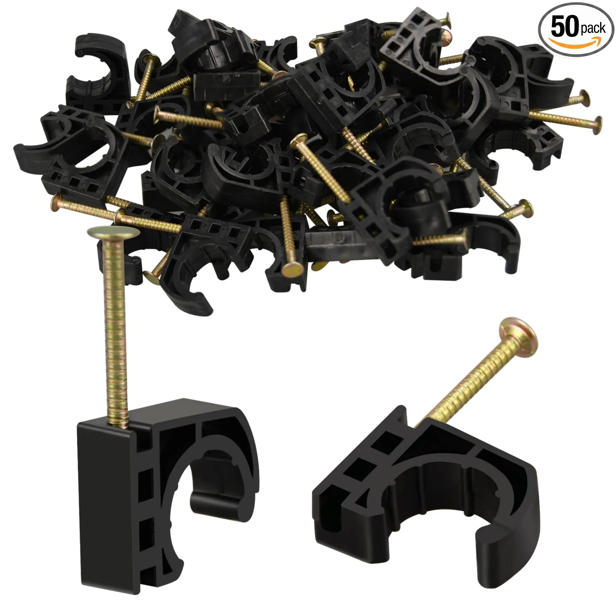 50-Pack 1/2" Nailed J-Hook Secure Clamps Set - No Extra Hardware Needed, for PEX, Copper, CPVC Tubing Installations, Secure Clamp