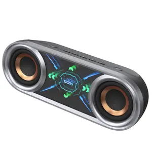 DOSS SoundBox Pro+ P400/P300 Bluetooth Wireless Outdoor Speaker - 50W/40W Full Range Stereo Sound System, Dual 25W Woofer Drivers, DSP Tech, 26H Playtime, 2 Batteries, USB Rechargeable Speaker, Black with Phantom Mirror Light Show fathersdaygif