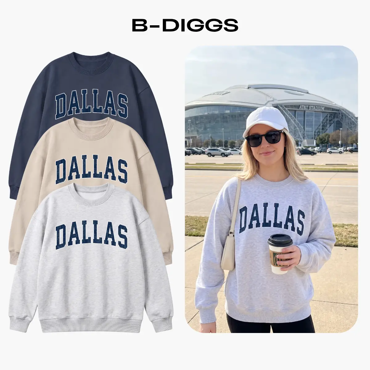 Dallas Sweatshirt, Trendy Vintage Texas Graphic Crewneck, Dallas TX Pullover, Women's Casual Fall Sweatshirt, Unisex Streetwear Top