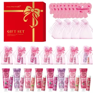 Valentine's Day Gift Box Hand Cream and Lip Balm Set, Moisturizing Kit with Bag and Flower Scent, Perfect for Mother's Day, Weddings, Parties, Gift Sets