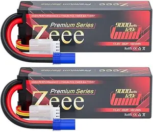 Zeee Premium Series 3S Lipo Battery 9000mAh 11.4V High Voltage Hard Case Battery 120C EC5 Connector HV-Lipo for RC Vehicles RC Car Truck Tank Racing Hobby Models (2 Pack) rc  drifting