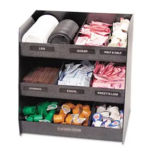 212 MAIN Vertiflex VFC1515 Vertical Condiment Organizer - 14.5in W x 11.75in D x 15in H Black Vertical Rack, Beverage Organizer with 3 Layers, Removable Divs, Compartments