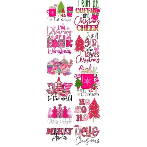 I'm Dreaming Of A Pink Christmas DTF Transfers Gang Sheet 22” wide x 60” long DTF Gang Sheet